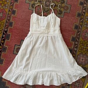 Women's Unbranded White Spaghetti Strap Ruffled Knee Length Sundress Sz Small